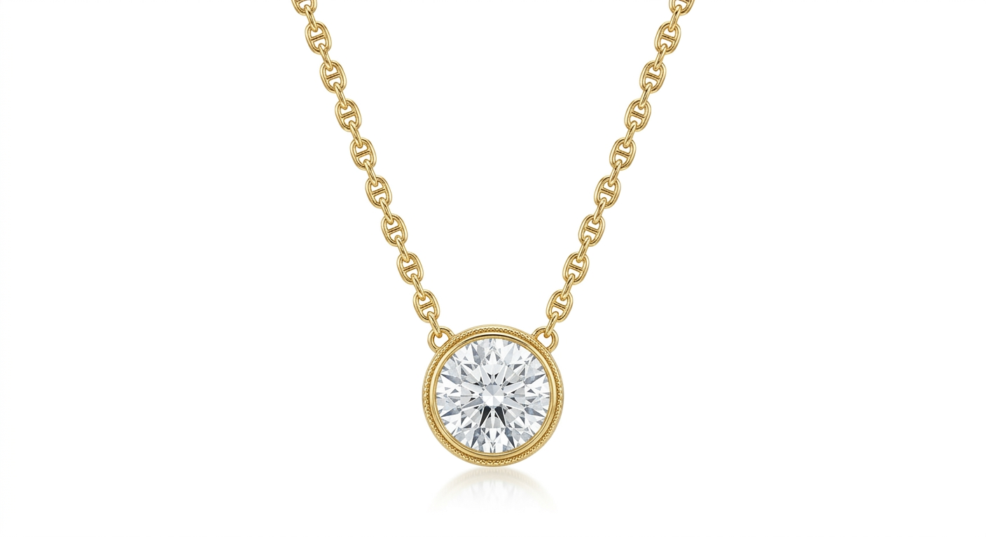 3.00 ct Dainty Round Cut Lab Grown Diamond Solitaire Bezel Set Pendant Necklace