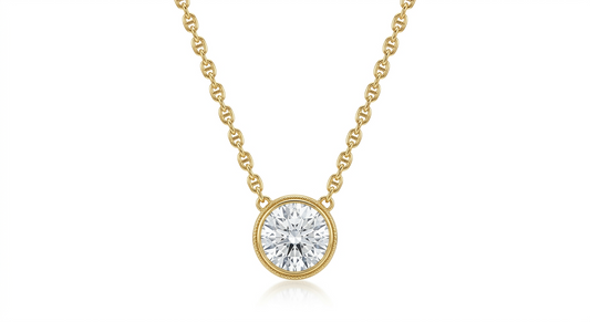 1.00ct Round Cut Classic Solitaire Lab Grown Diamond Bezel Set Pendant Necklace