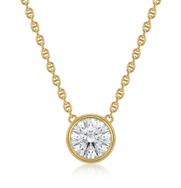 2.00 ct Classic Round Cut Lab Grown Diamond Solitaire Bezel Set Pendant Necklace