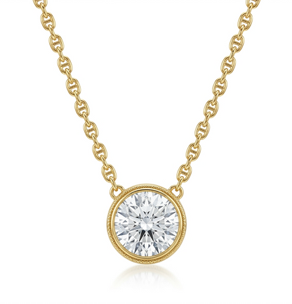 2.00 ct Classic Round Cut Lab Grown Diamond Solitaire Bezel Set Pendant Necklace