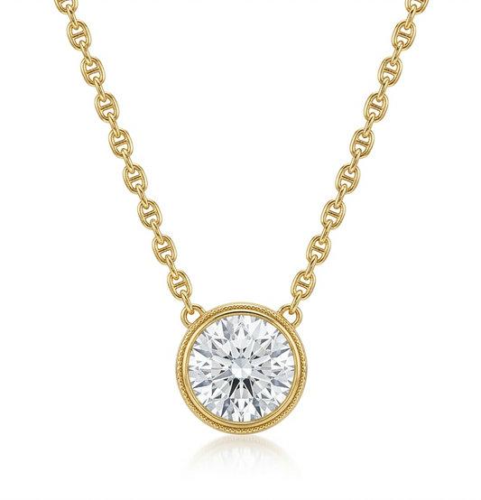 2.00 ct Classic Round Cut Lab Grown Diamond Solitaire Bezel Set Pendant Necklace