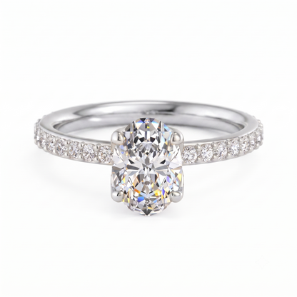 1.5 CT Oval Cut Lab Grown Diamond Engagement Ring for Women