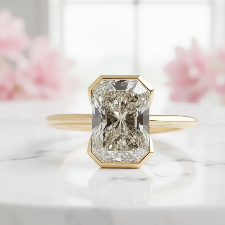 radiant cut engagement rings gold​

