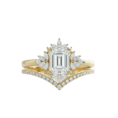 1.70 Ct Emerald Cut Lab-Grown Engagement Ring Set