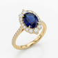 Sapphire Gemstone Oval Cut Halo Gemstone Ring