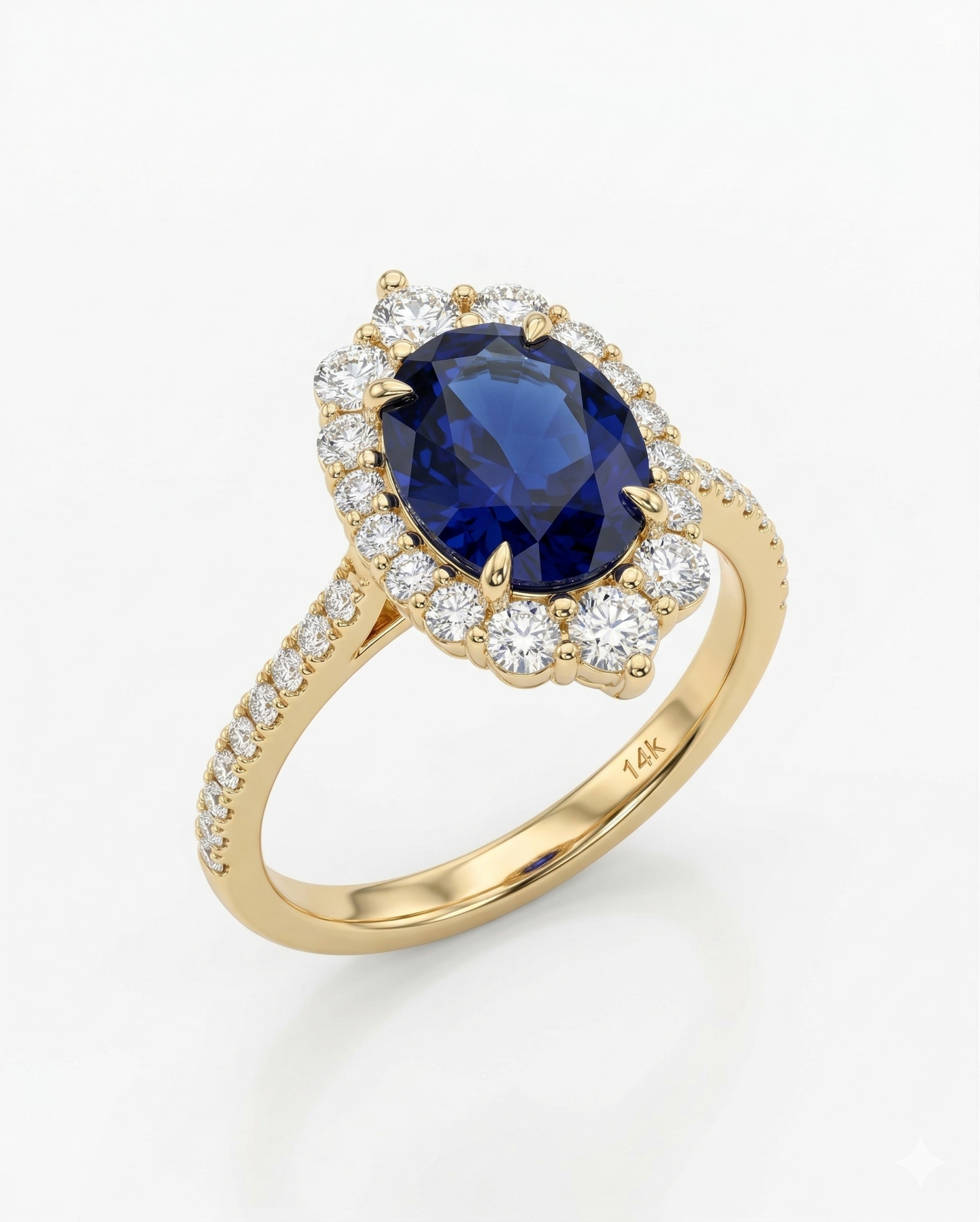 Sapphire Gemstone Oval Cut Halo Gemstone Ring