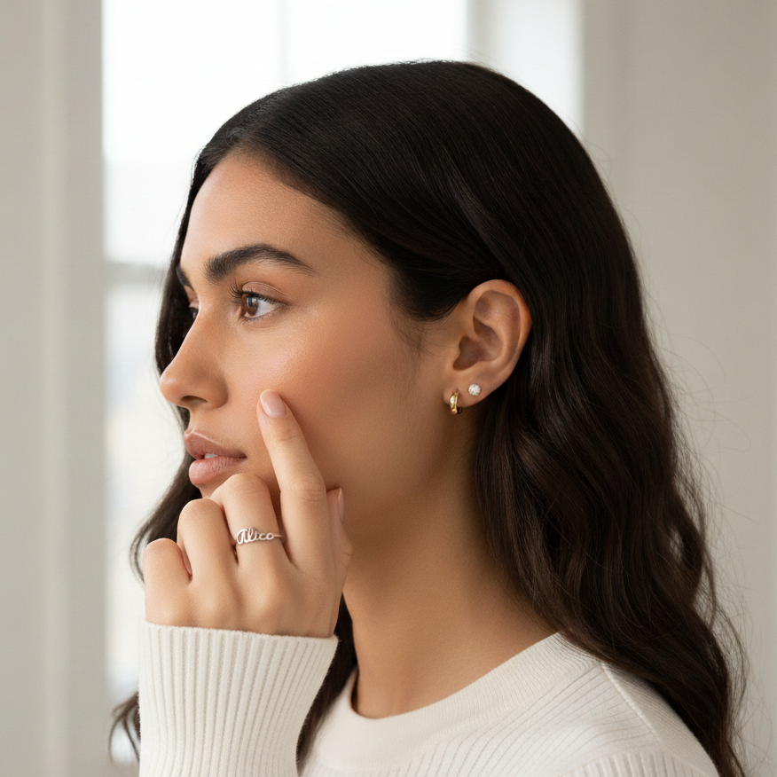 14K Solid Gold Personalized Name Ring – Custom Jewelry