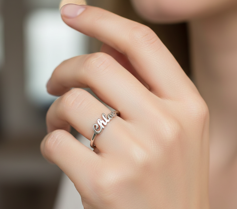 14K Solid Gold Personalized Name Ring – Custom Jewelry