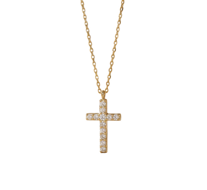 0.150 Ct Lab-Grown Cross Necklace – 14K Rose Gold Pendant