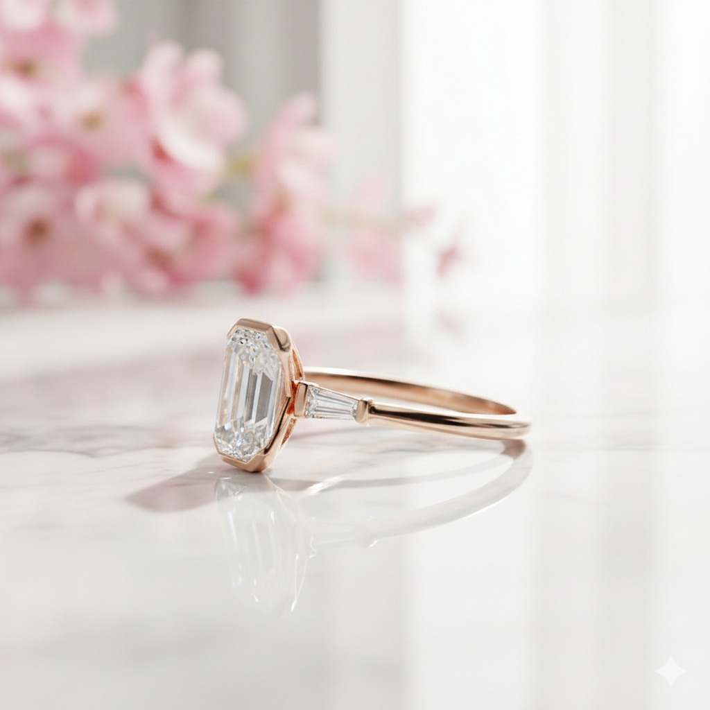 emerald cut moissanite ring