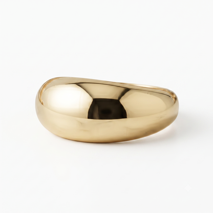 Solid 14K Gold Dome Band – Chunky Gold Dome Ring