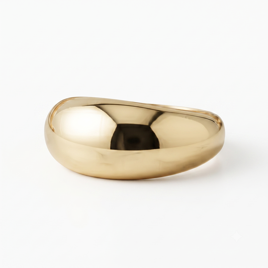 Solid 14K Gold Dome Band – Chunky Gold Dome Ring