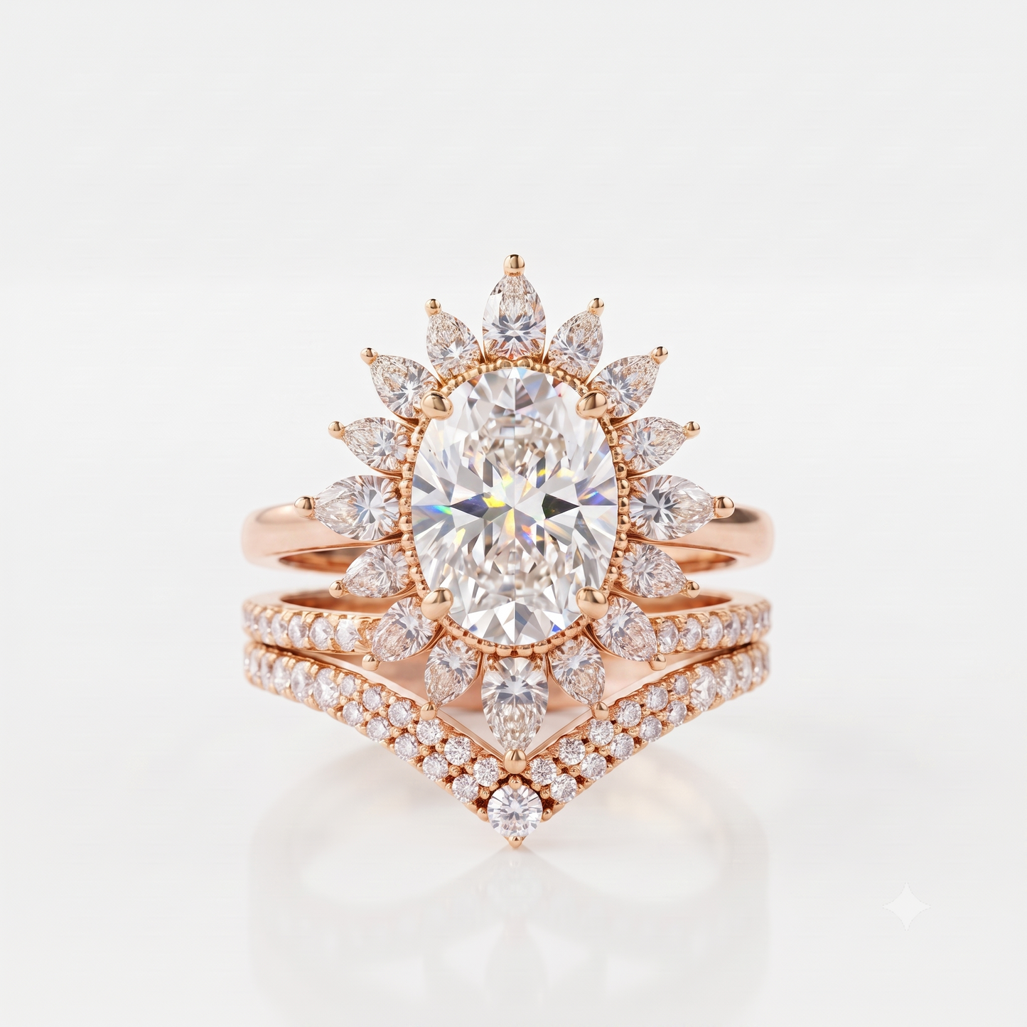 2.70 Ct Oval Cut Lab-GrownBridal Ring Set Floral Halo