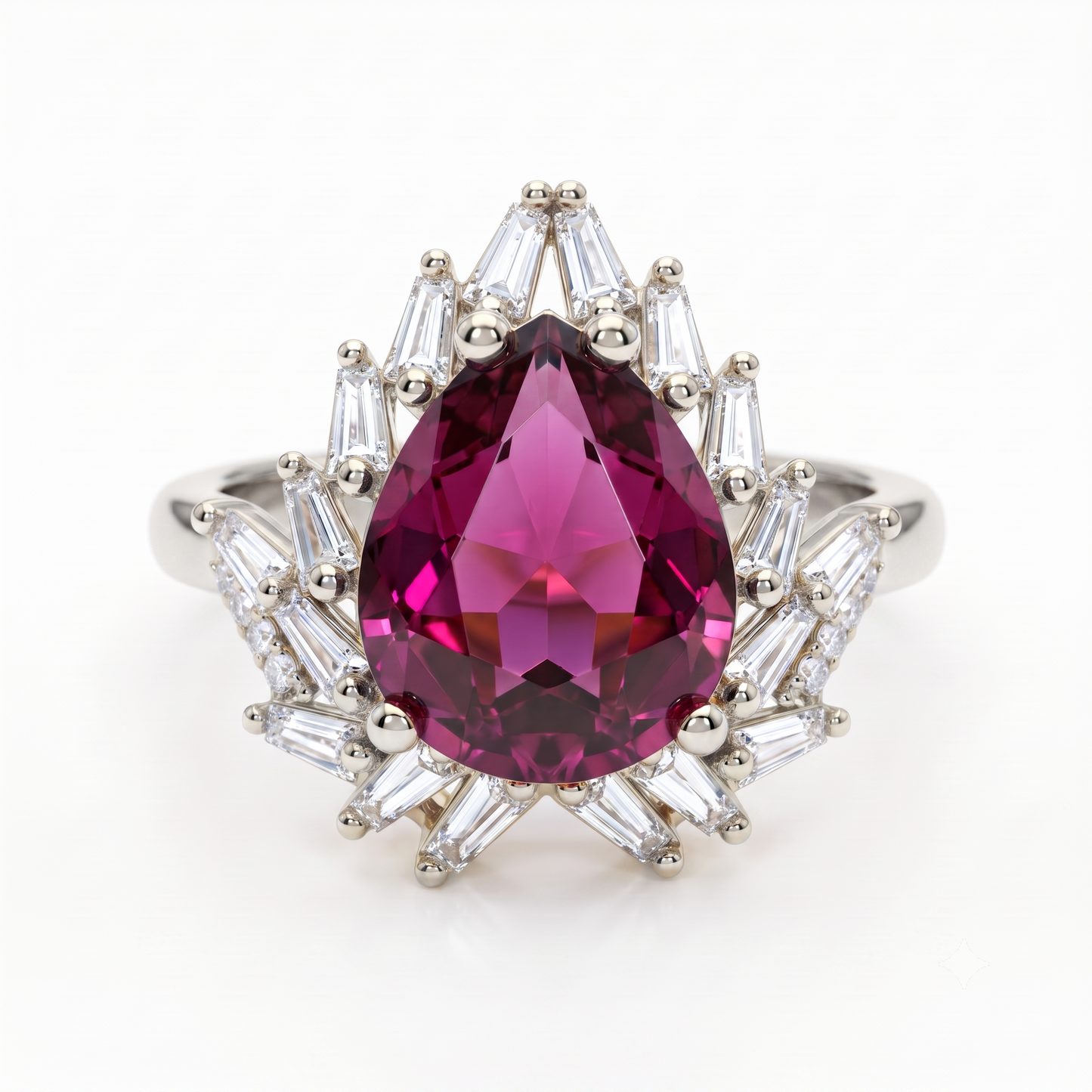 6.00 CT Pear Cut Ruby Lab Grown Diamond Halo Engagement Ring