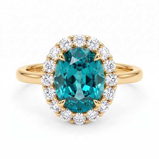 Antique Vintage Style Ring,3.30 TCW Oval Cyan Blue Lab-Grown Ring