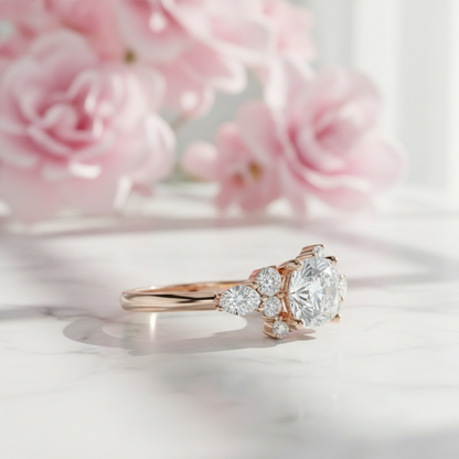 Cushion cut Cluster Engagement Ring for Elegant Brides