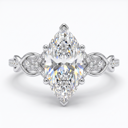 1.60ct Marquise Cut Lab Diamond Engagement Ring