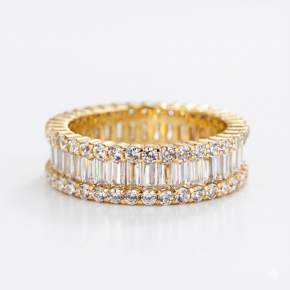vintage Baguette cut Lab-Grown wedding band