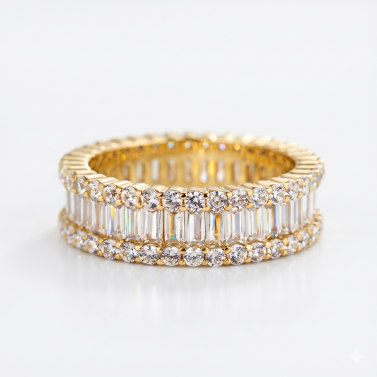 vintage Baguette cut Lab-Grown wedding band