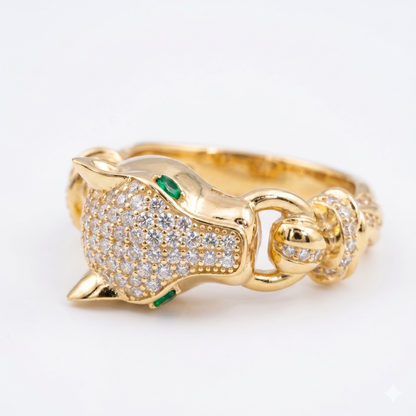 Panther Ring With Lab-Grown Diamond, Animal Ring