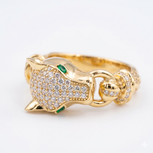 Panther Ring With Lab-Grown Diamond, Animal Ring
