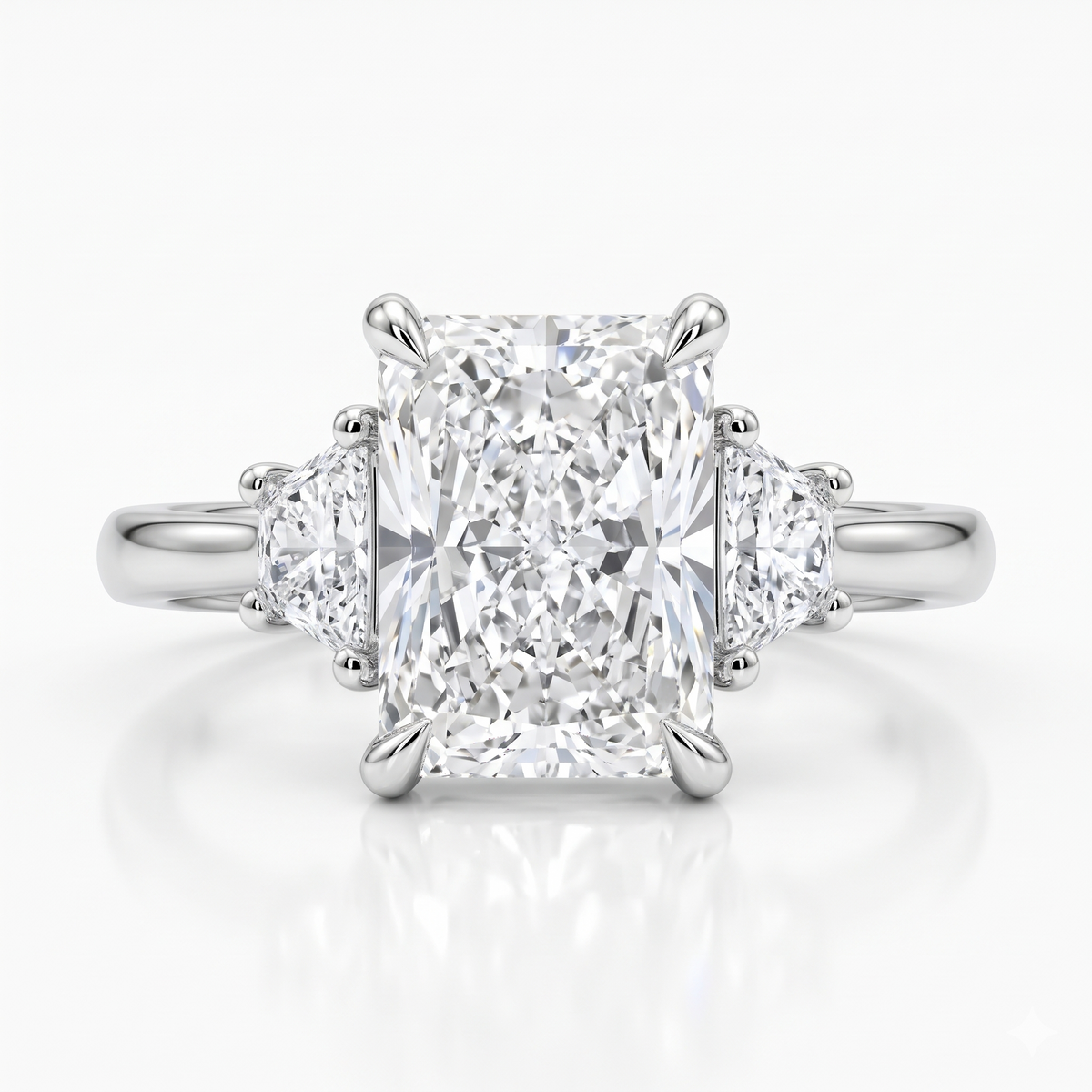 1.50 Ct Radiant Cut Lab Grown Three Stone Diamond Engagement Ring