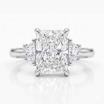 1.50 Ct Radiant Cut Lab Grown Three Stone Diamond Engagement Ring