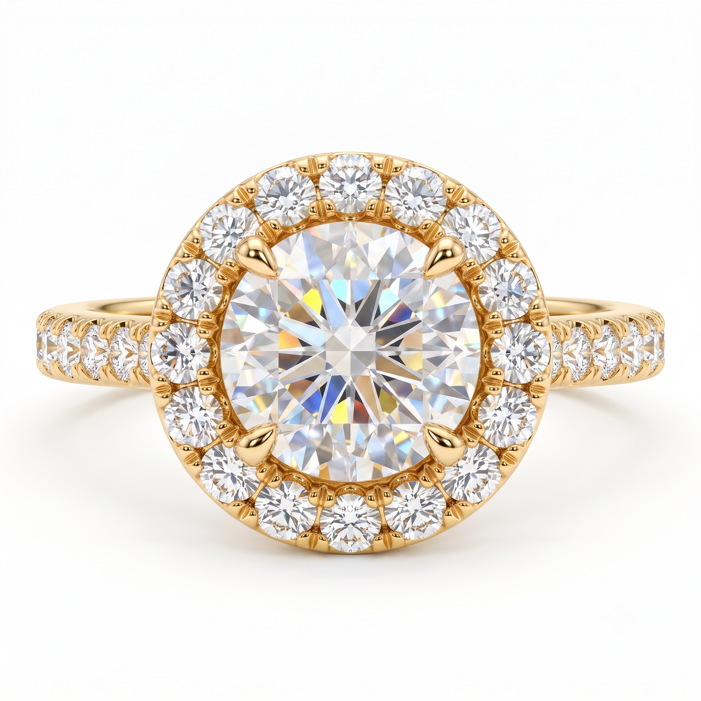 round lab diamond halo engagement ring​

