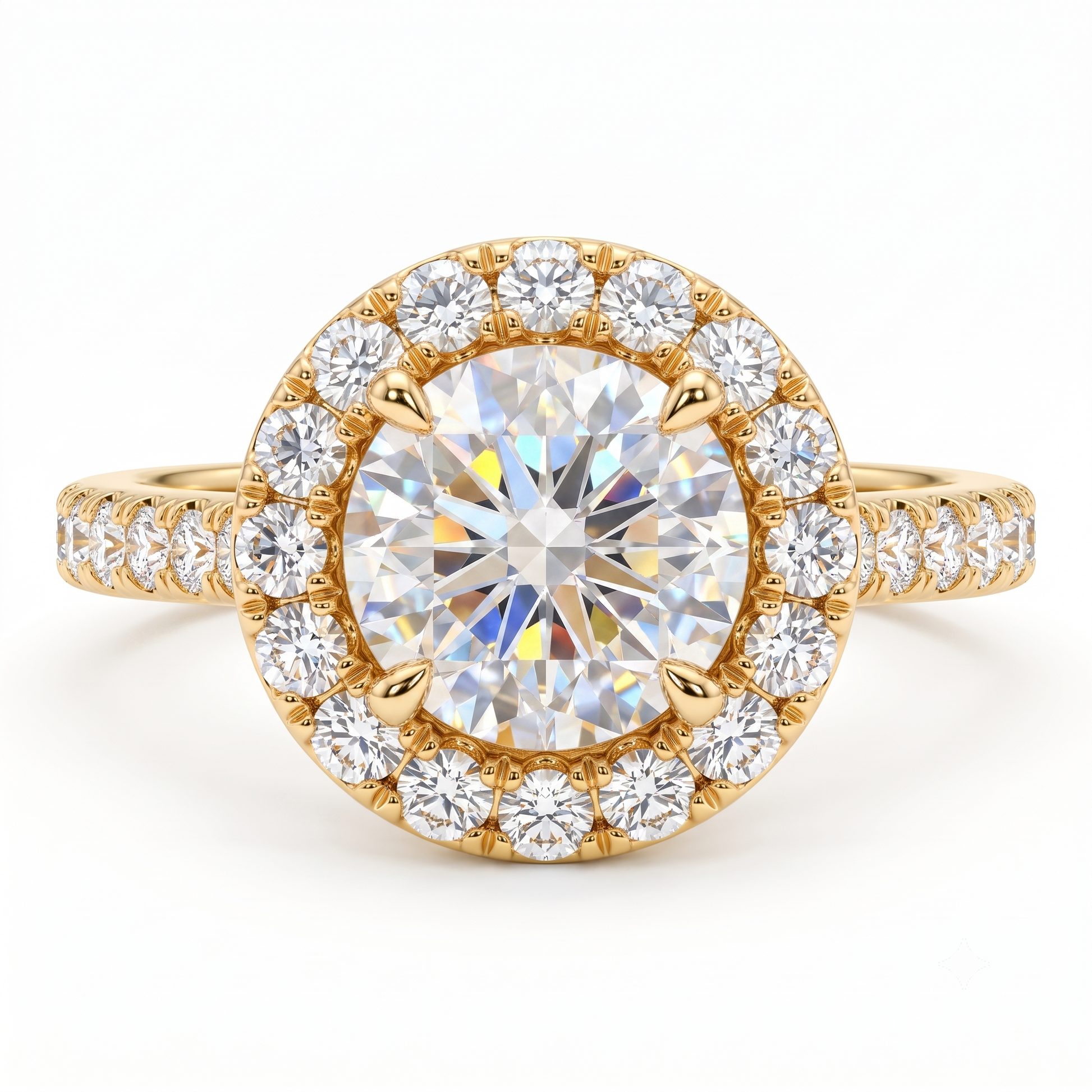 round lab diamond halo engagement ring​

