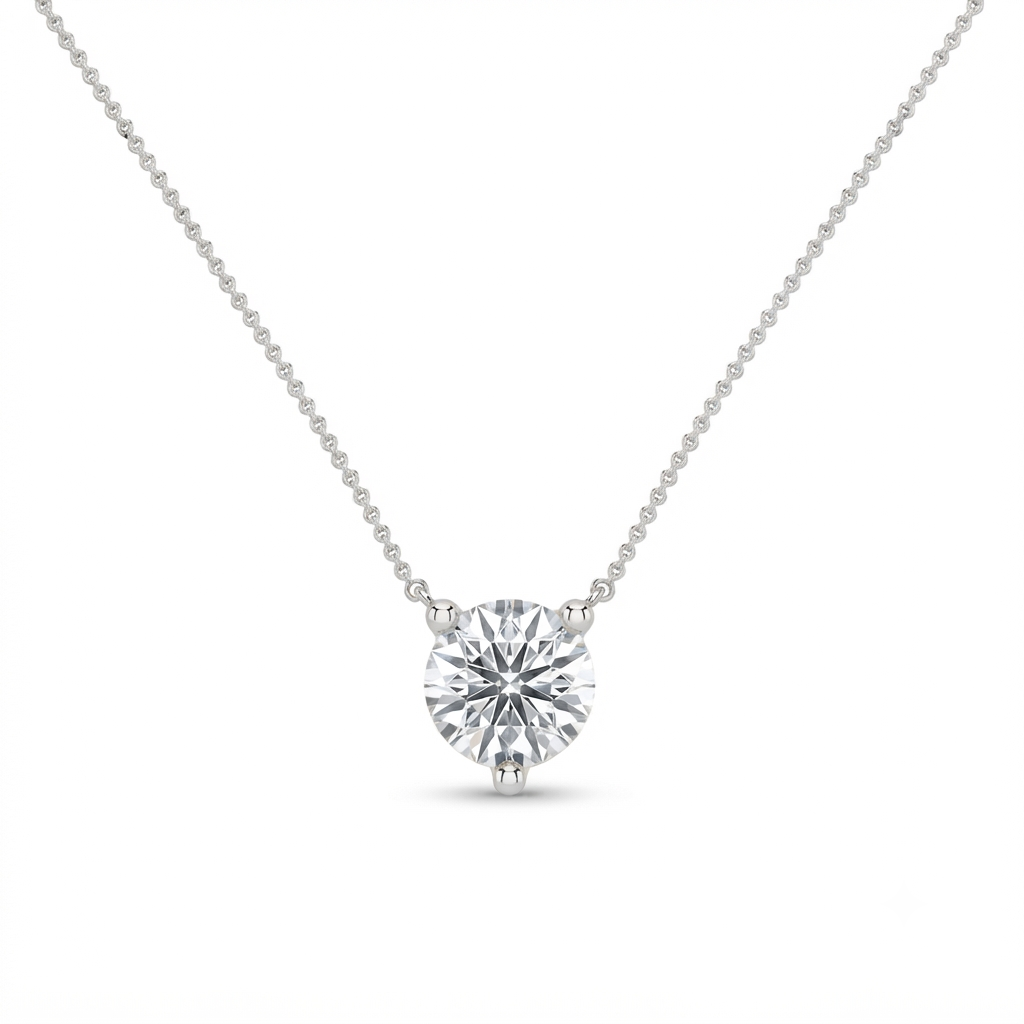 2.50 ct Dainty Round Cut Lab Grown Diamond Solitaire Pendant Necklace