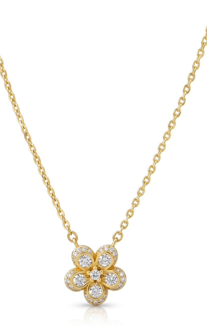 0.800 Ct Floral Lab Grown Diamond Pendant Necklace