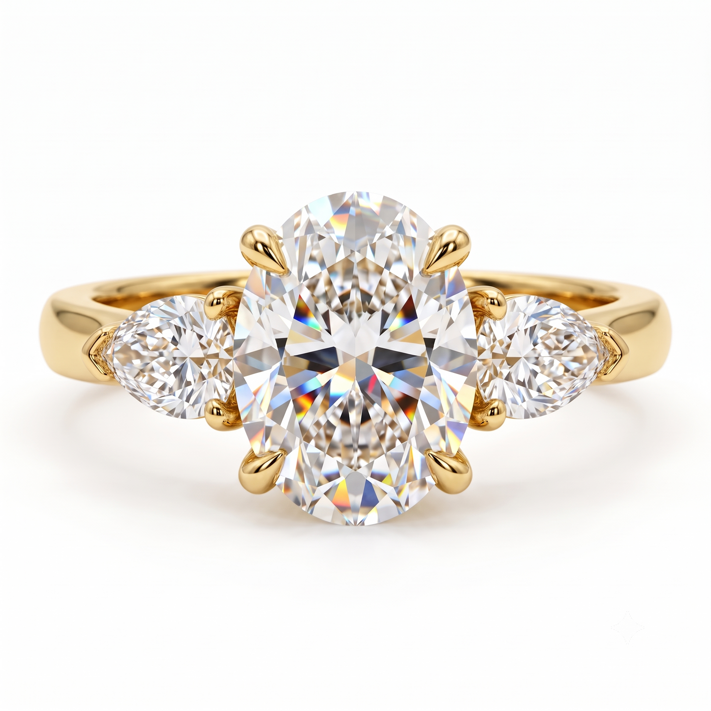 2.60 CT Oval Lab Grown Diamond Three Stone Engagement Ring