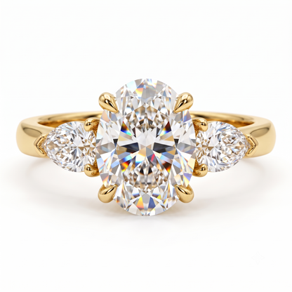 2.60 CT Oval Lab Grown Diamond Three Stone Engagement Ring