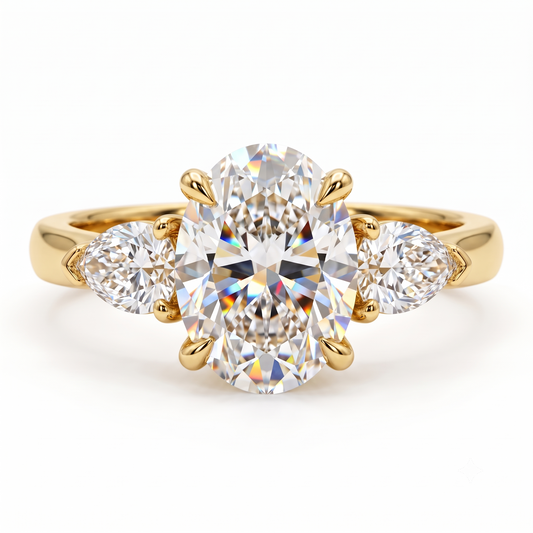 2.60 CT Oval Lab Grown Diamond Three Stone Engagement Ring
