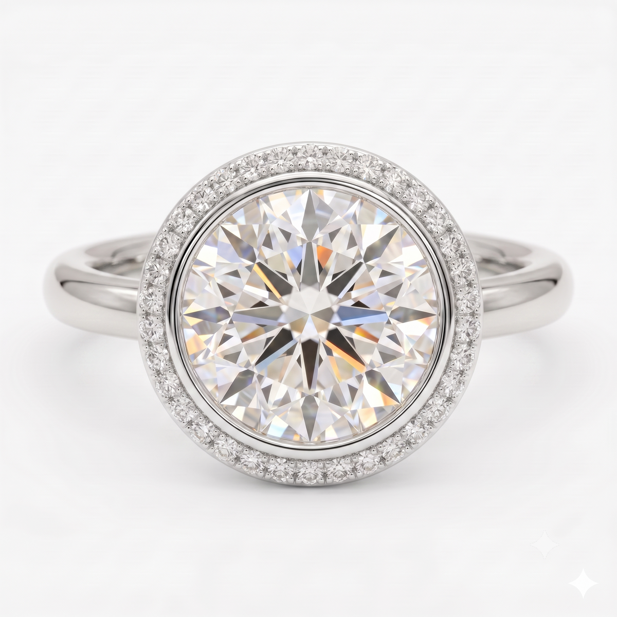 1.00ct Round Cut Lab Grown Diamond Halo Engagement Ring