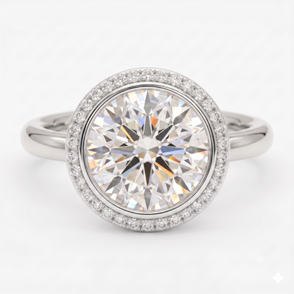 1.00ct Round Cut Lab Grown Diamond Halo Engagement Ring