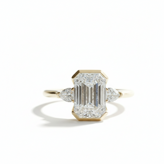 2 CT Emerald Cut Moissanite Engagement Ring