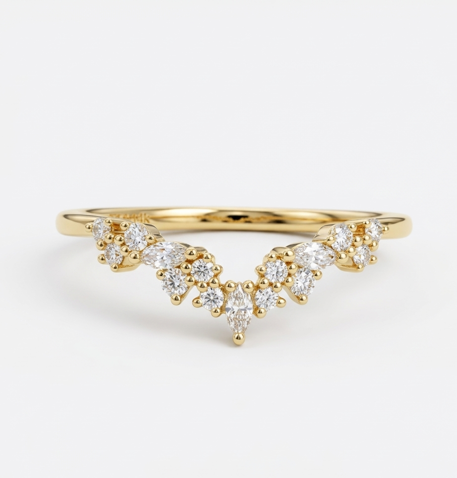 0.23 Ct Curved Lab-Grown Diamond Wedding Band