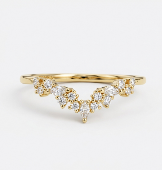 0.23 Ct Curved Lab-Grown Diamond Wedding Band