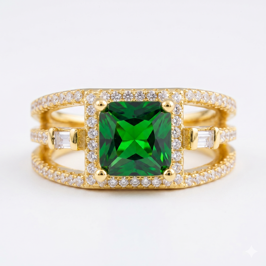 2.00ct Princess cut emerald engagement ring