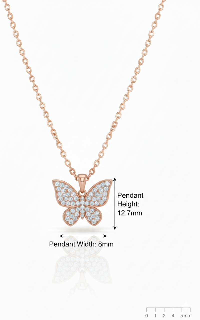 0.30 Ct Lab Grown Diamond Butterfly Pendant Necklace