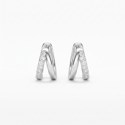 0.15 Ct Lab Grown Diamond Huggie Hoop Earrings | 14K Gold | Round Cut Diamonds