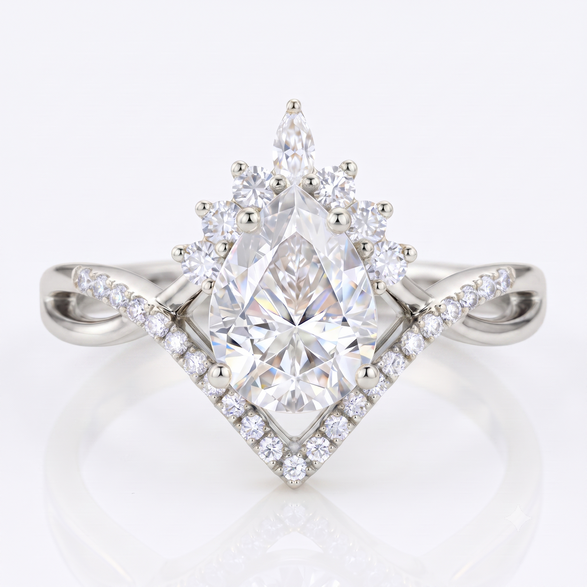Lab Grown Diamond 1.250 ct Pear Engagement Ring • Rose Gold Vintage Cluster Bridal Ring