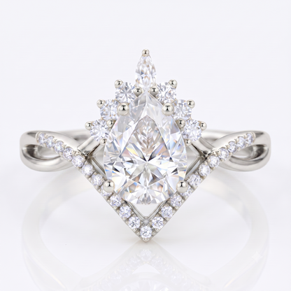 Lab Grown Diamond 1.250 ct Pear Engagement Ring • Rose Gold Vintage Cluster Bridal Ring