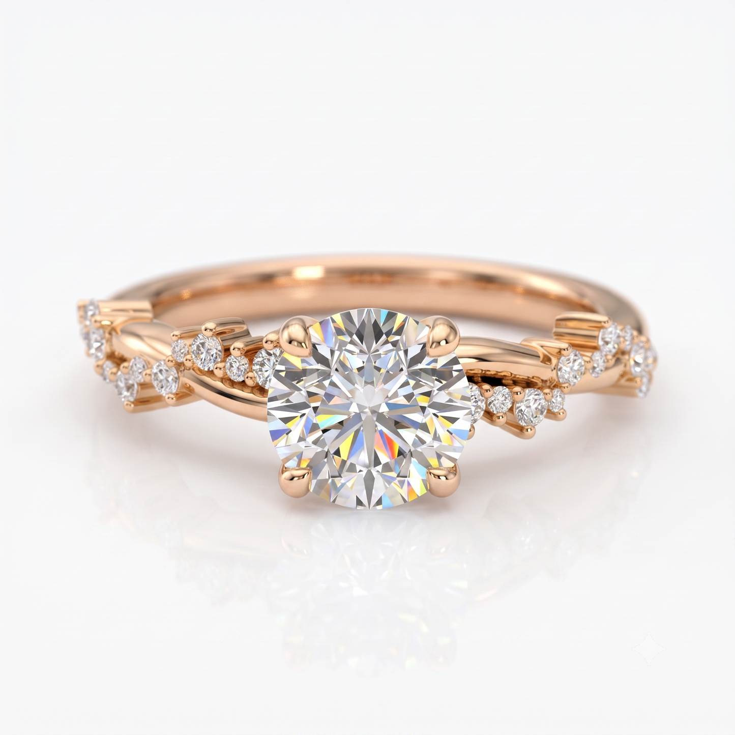 1.50CT Round Cut Lab Grown Diamond Solitaire Twig Engagement Ring