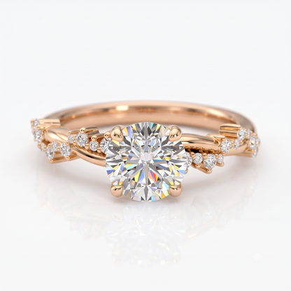 1.50CT Round Cut Lab Grown Diamond Solitaire Twig Engagement Ring