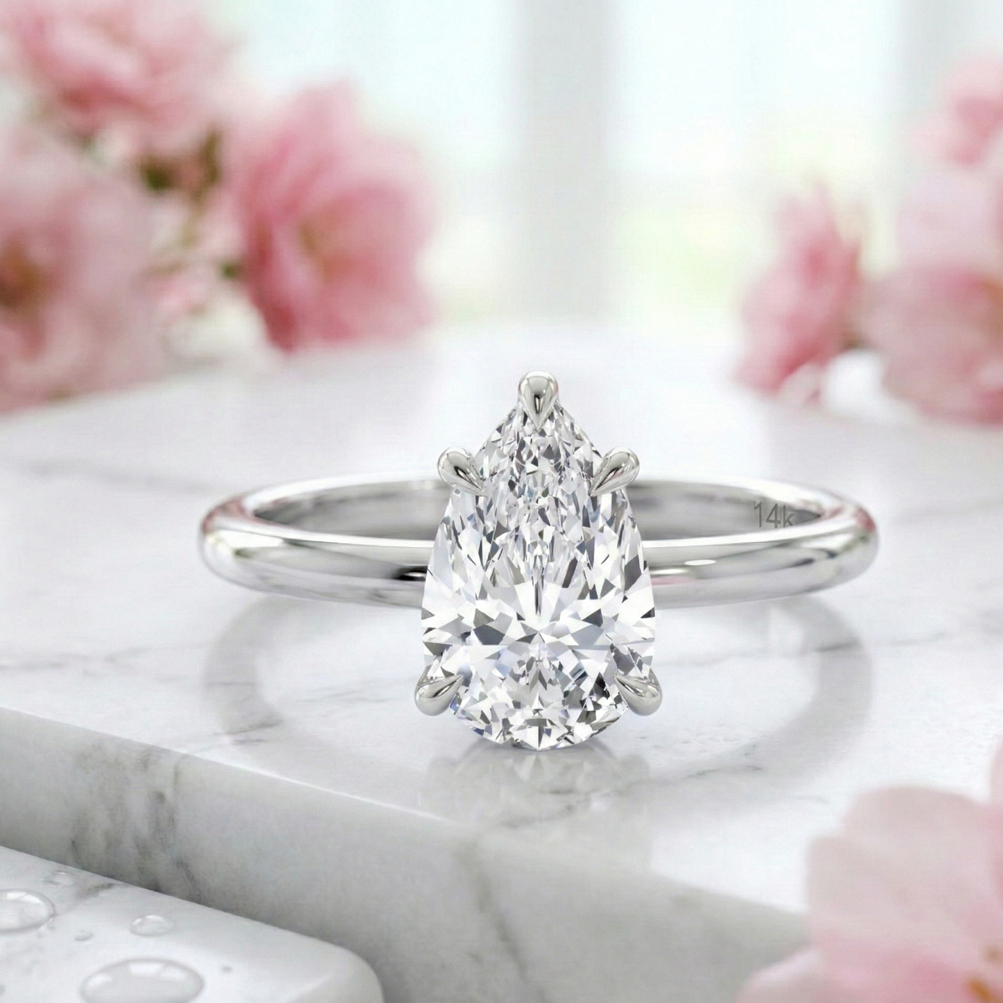 2 Ct Pear Lab Diamond Solitaire Ring