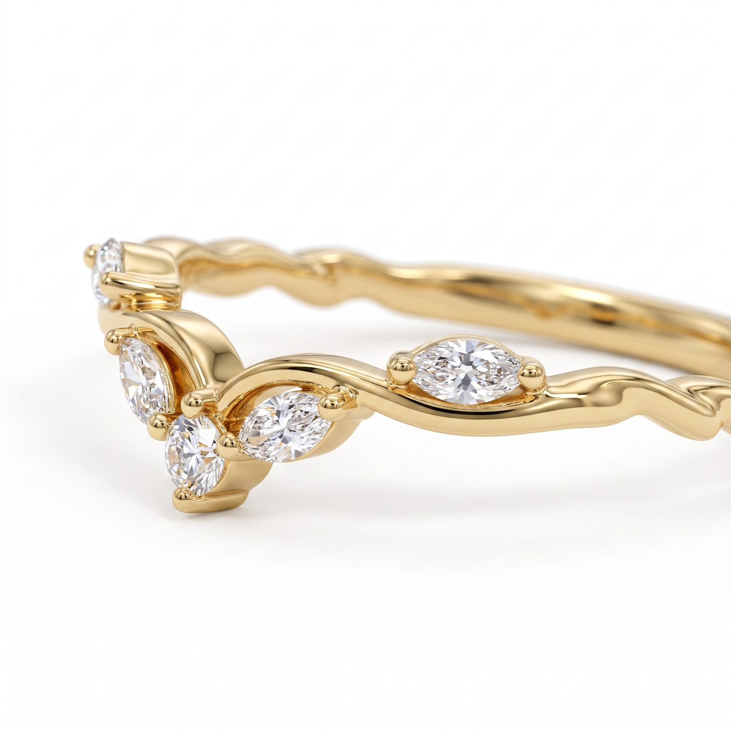 0.300 ct Marquise Cut Lab Grown Diamond V Shape Curved  Band Ring