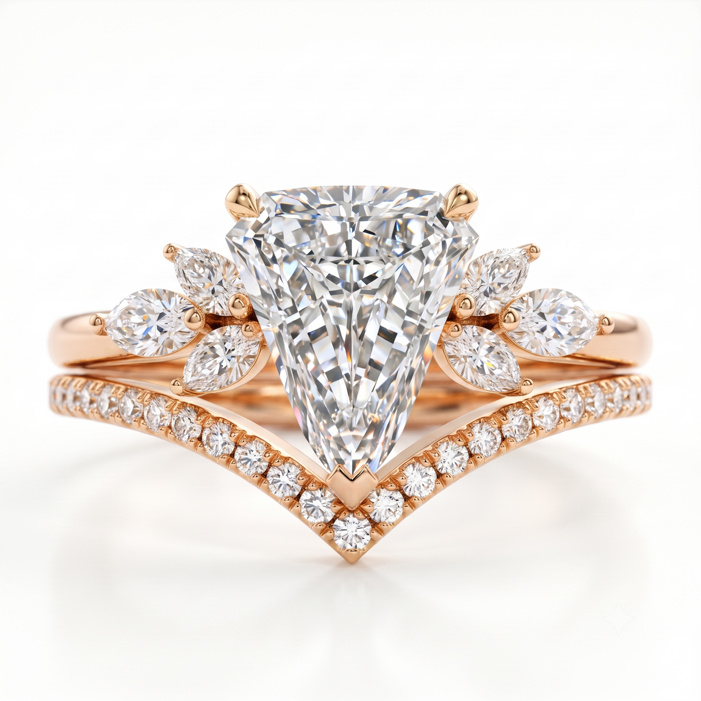 2.10 Ct Shield Cut Lab-Grown Ring Set Engagement Bridal Set