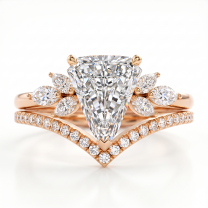 2.10 Ct Shield Cut Lab-Grown Ring Set Engagement Bridal Set